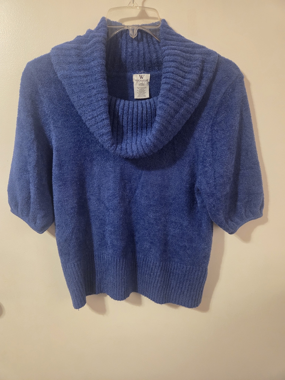 Worthington Cobalt Blue Cowl Neck Short Sleeve Sweater Size L